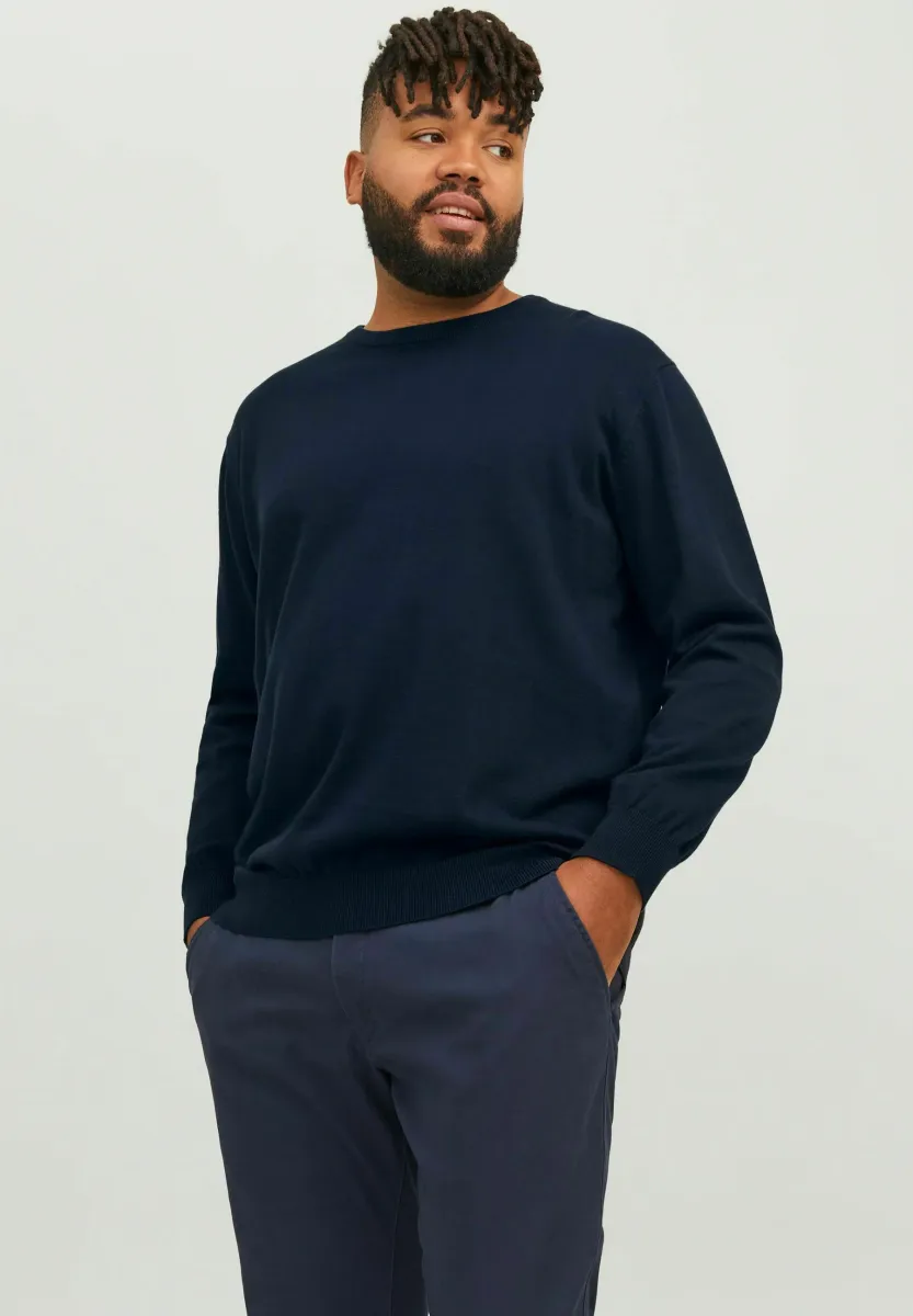 JJEBASIC CREW NECK - Strickpullover - navy blazer