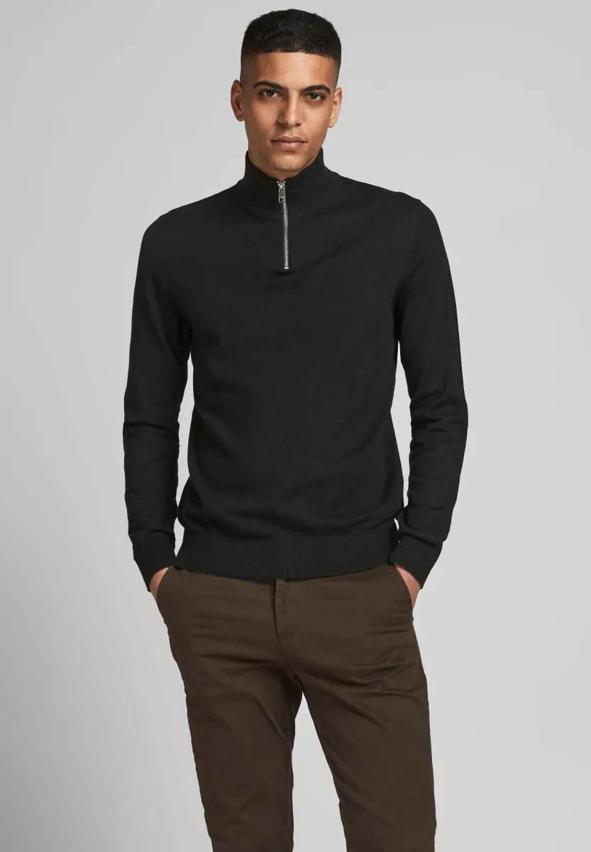 JJEEMIL HALF ZIP - Strickpullover - black