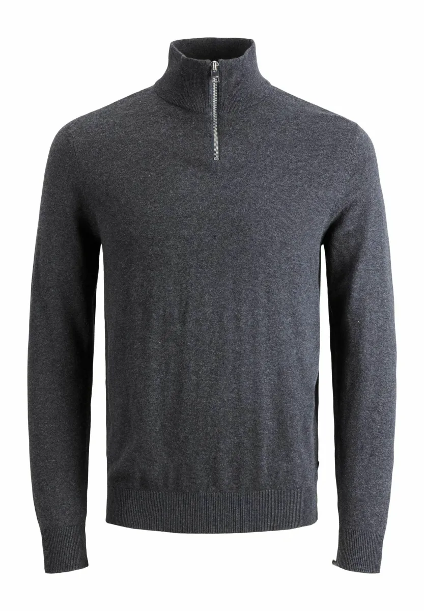 JJEEMIL  HALF ZIP  - Strickpullover - dark grey melange