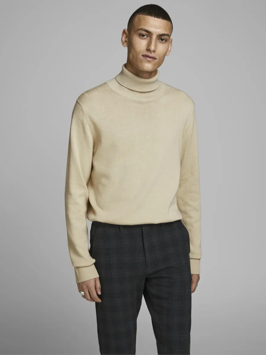 JJEEMIL ROLL NECK - Strickpullover - oatmeal melange