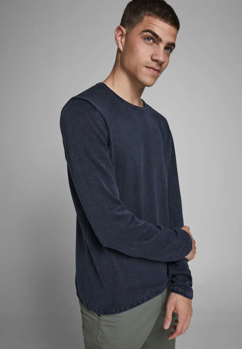 JJELEO CREW NECK - Strickpullover - navy blazer