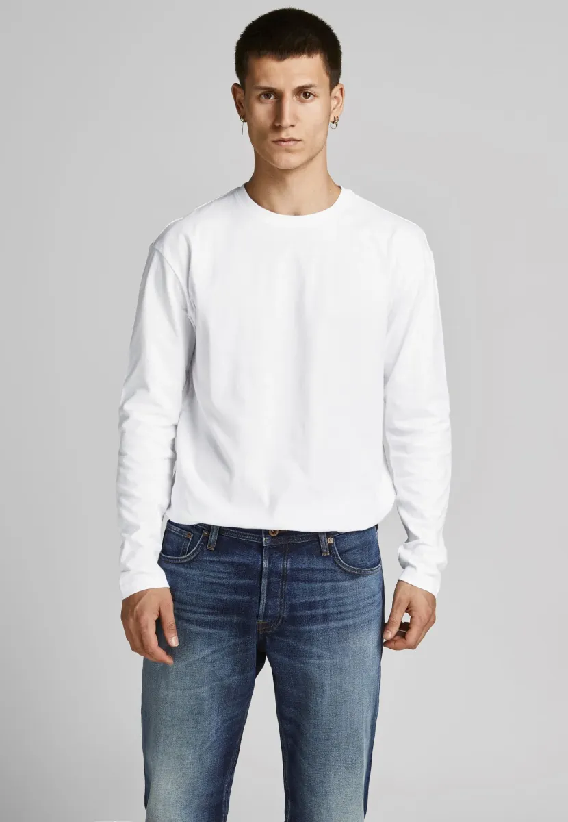 JJENOA TEE O NECK - Langarmshirt - white