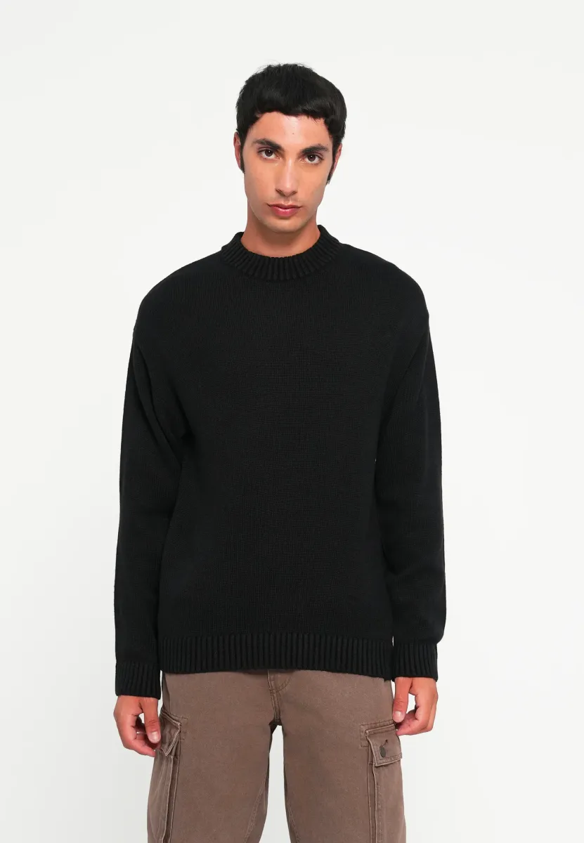 JJEURBAN CREW NECK - Strickpullover - black