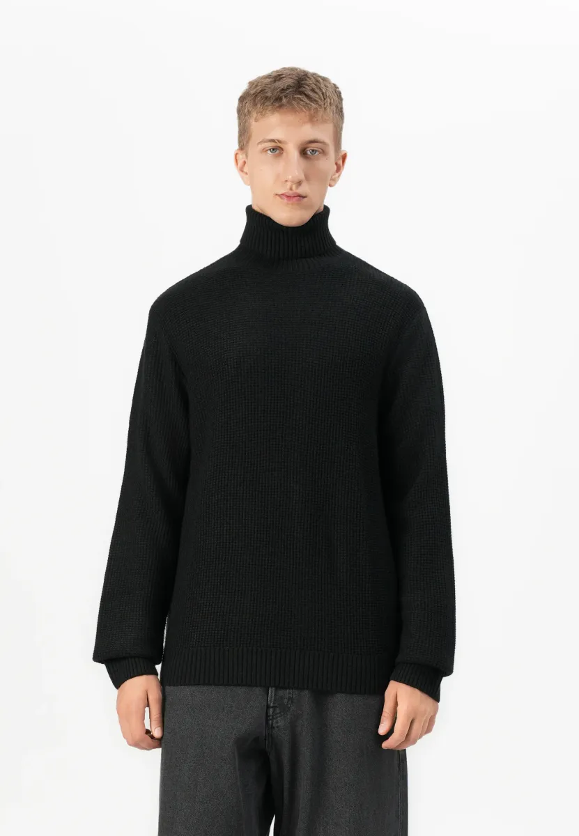 JJROY ROLL NECK - Strickpullover - black