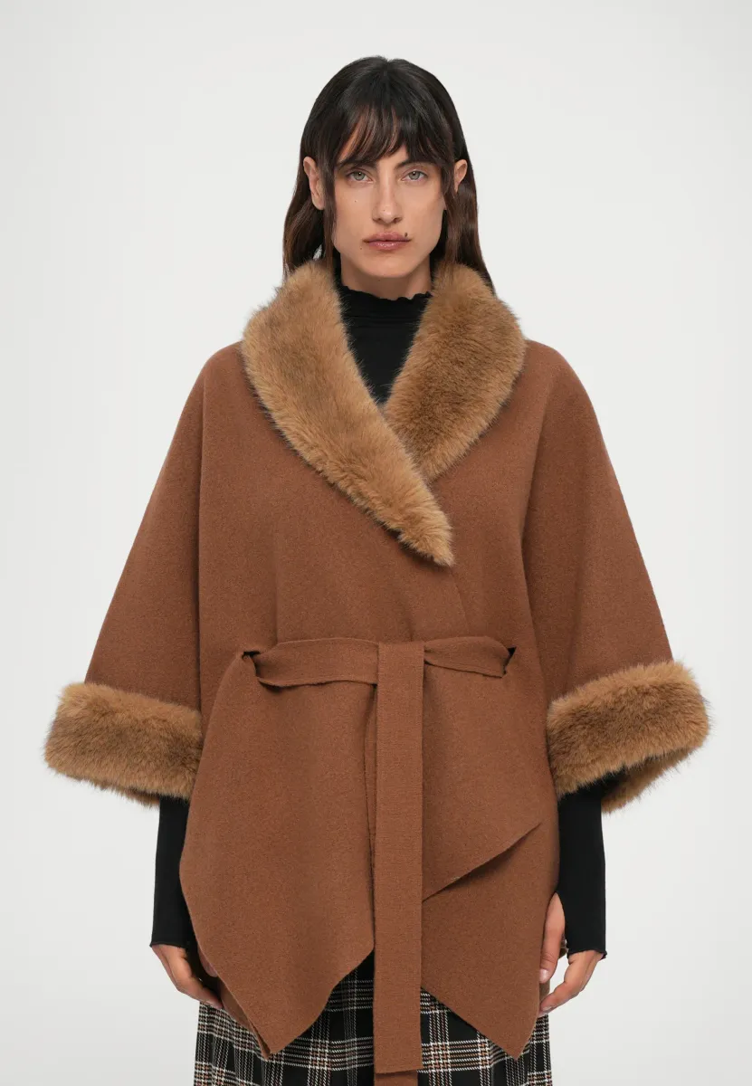 JOANNE SWEATER COAT TRIM - Cape - camel/brown