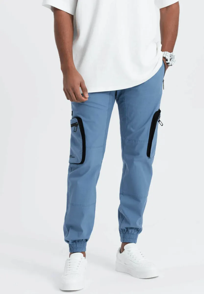 JOGGER WITH POCKETS - Stoffhose - blue