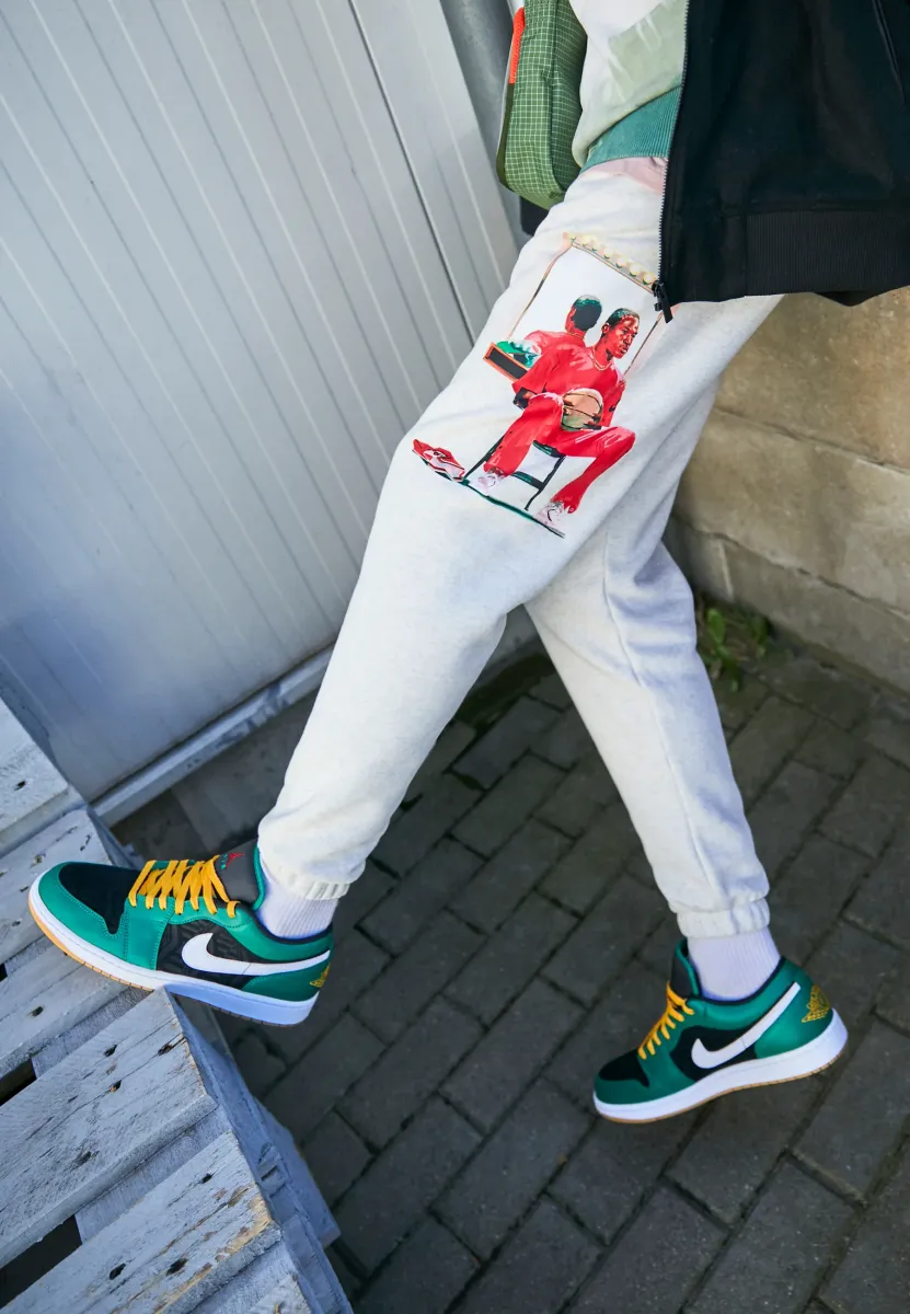 Jogginghose - oatmeal heather/black/sail