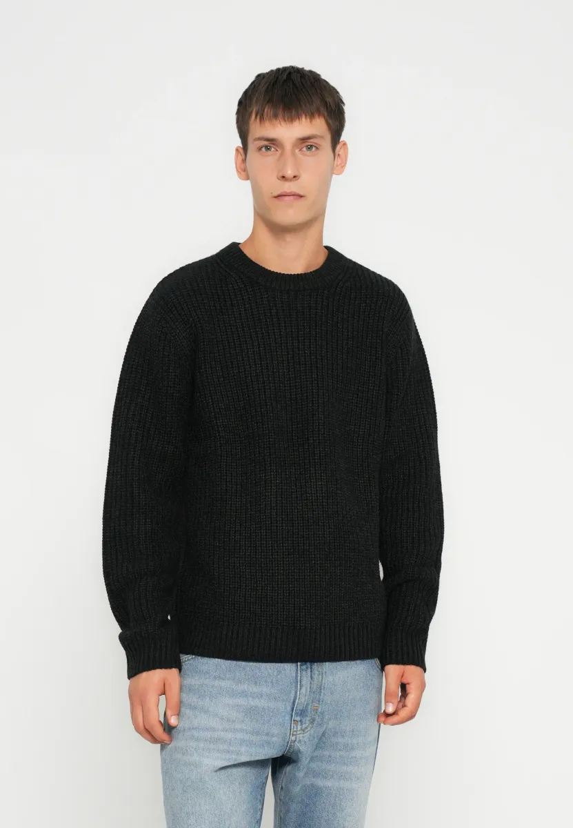 JORBLEECKER CREW NECK  - Strickpullover - black/asphalt
