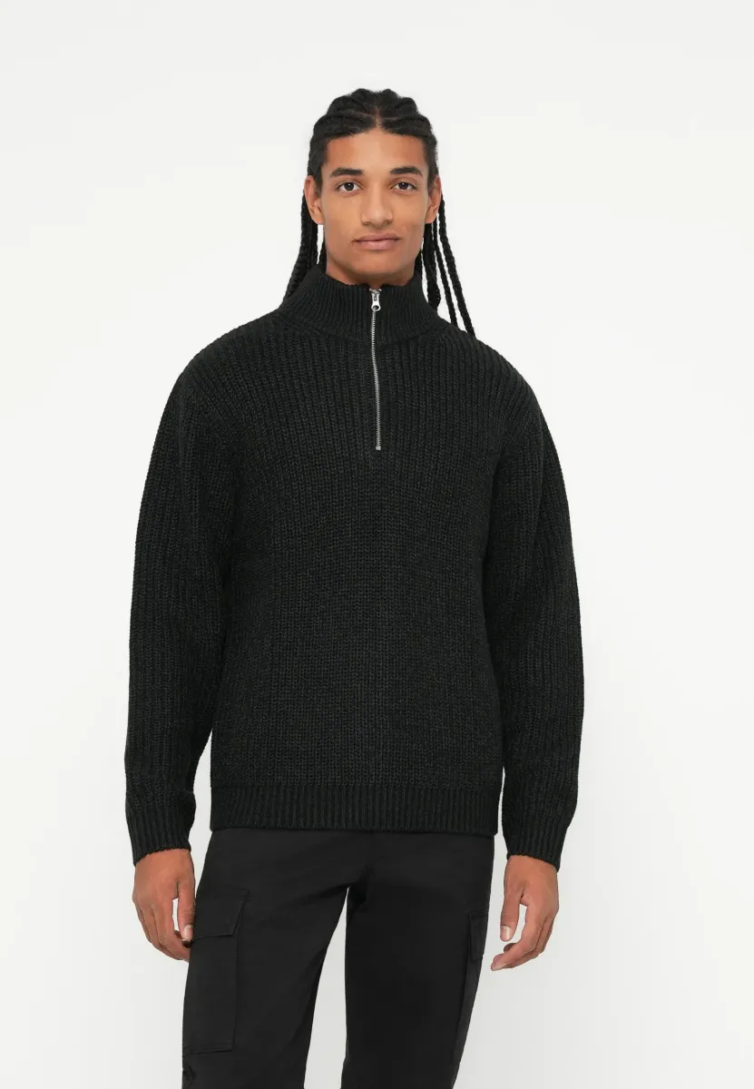 JORBLEECKER HALF ZIP - Strickpullover - black