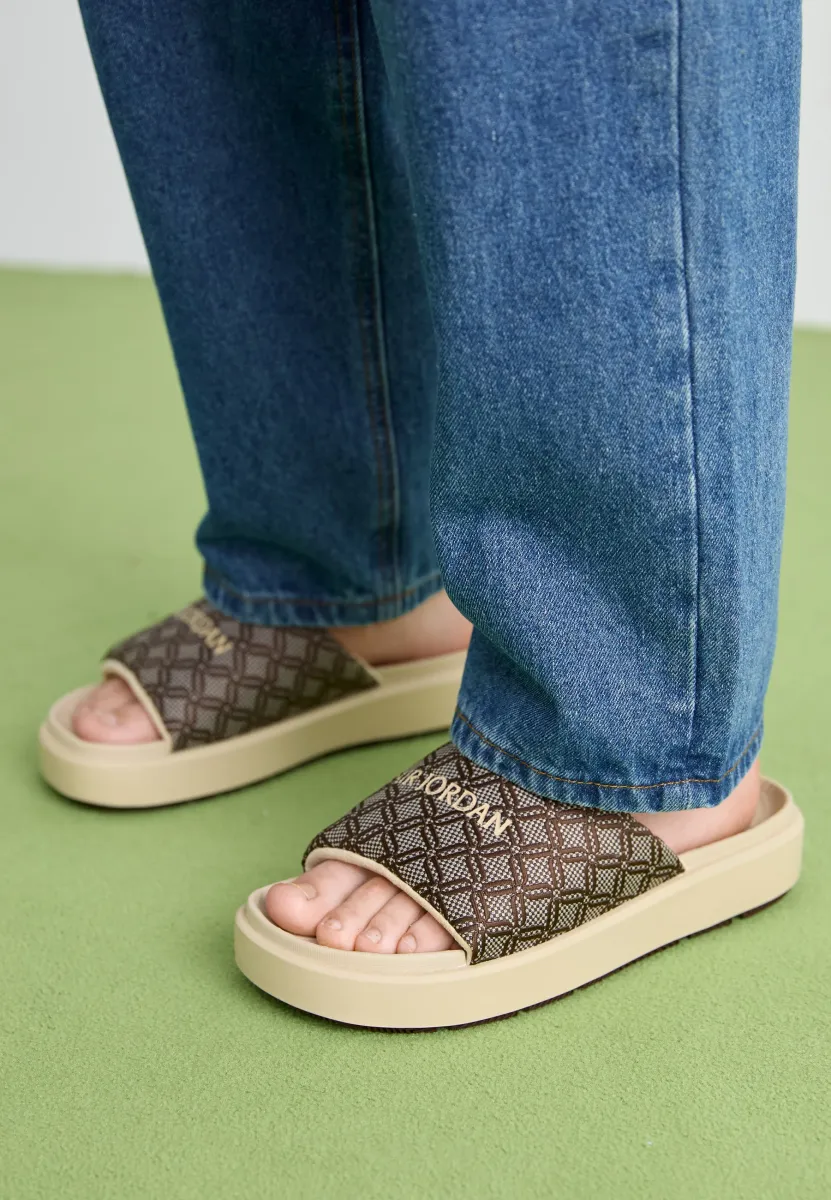 JORDAN SOPHIA SLIDE - Pantolette flach - rattan/rattan/baroque brown/brown/sail