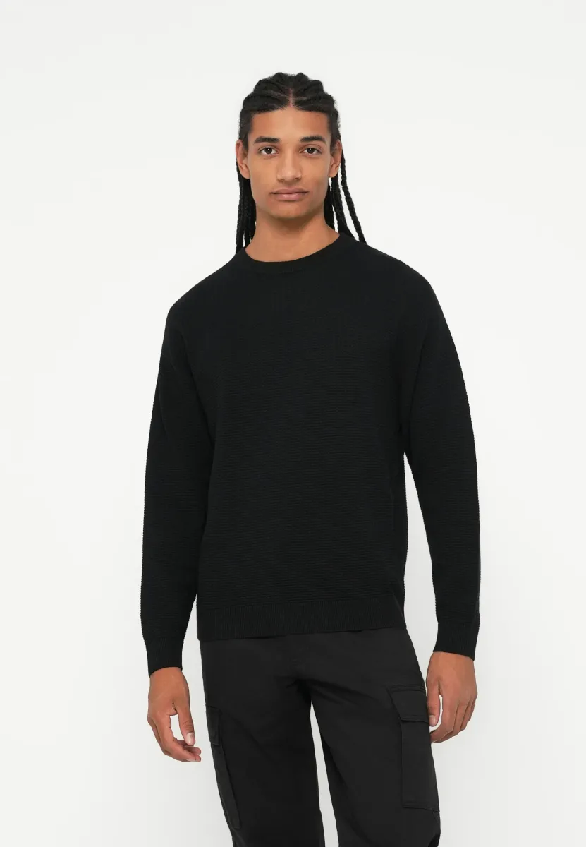 JORGREENE STRUCTURE CREW NECK - Strickpullover - black