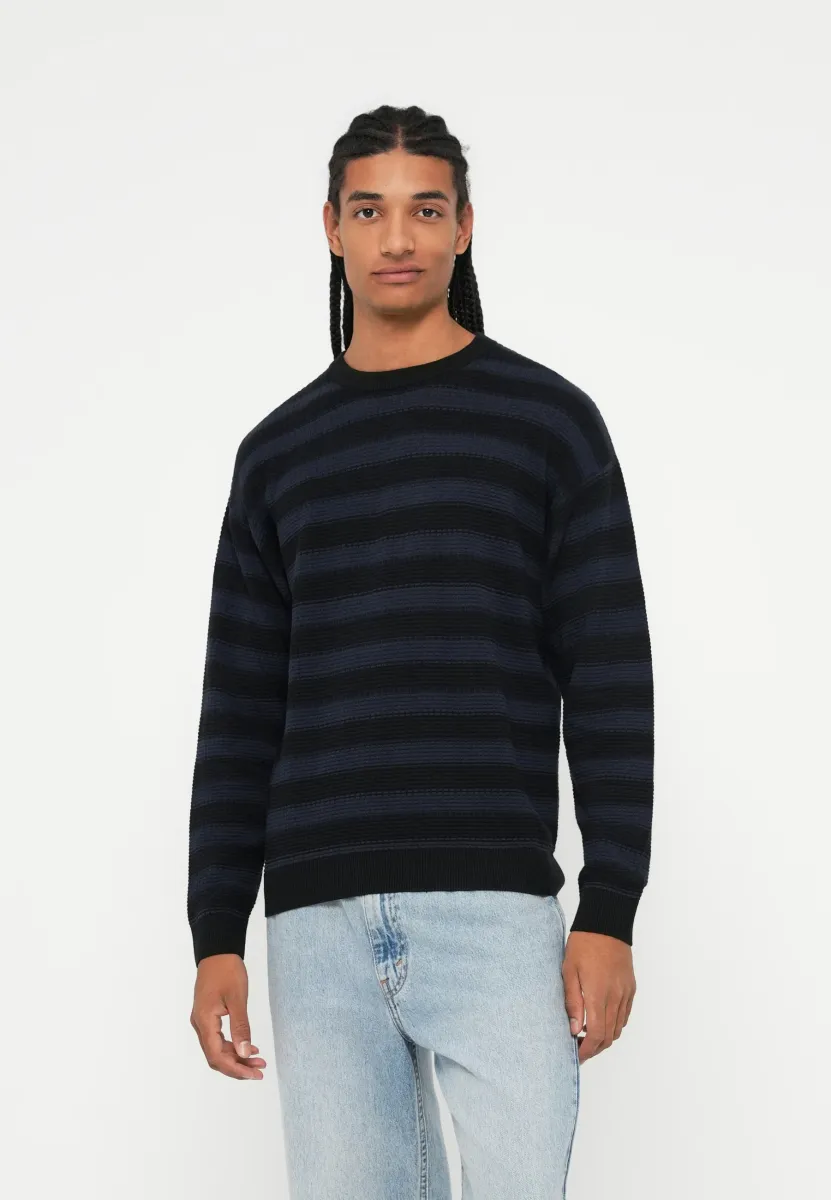 JORGREENE STRUCTURE CREW NECK - Strickpullover - black/sky captain