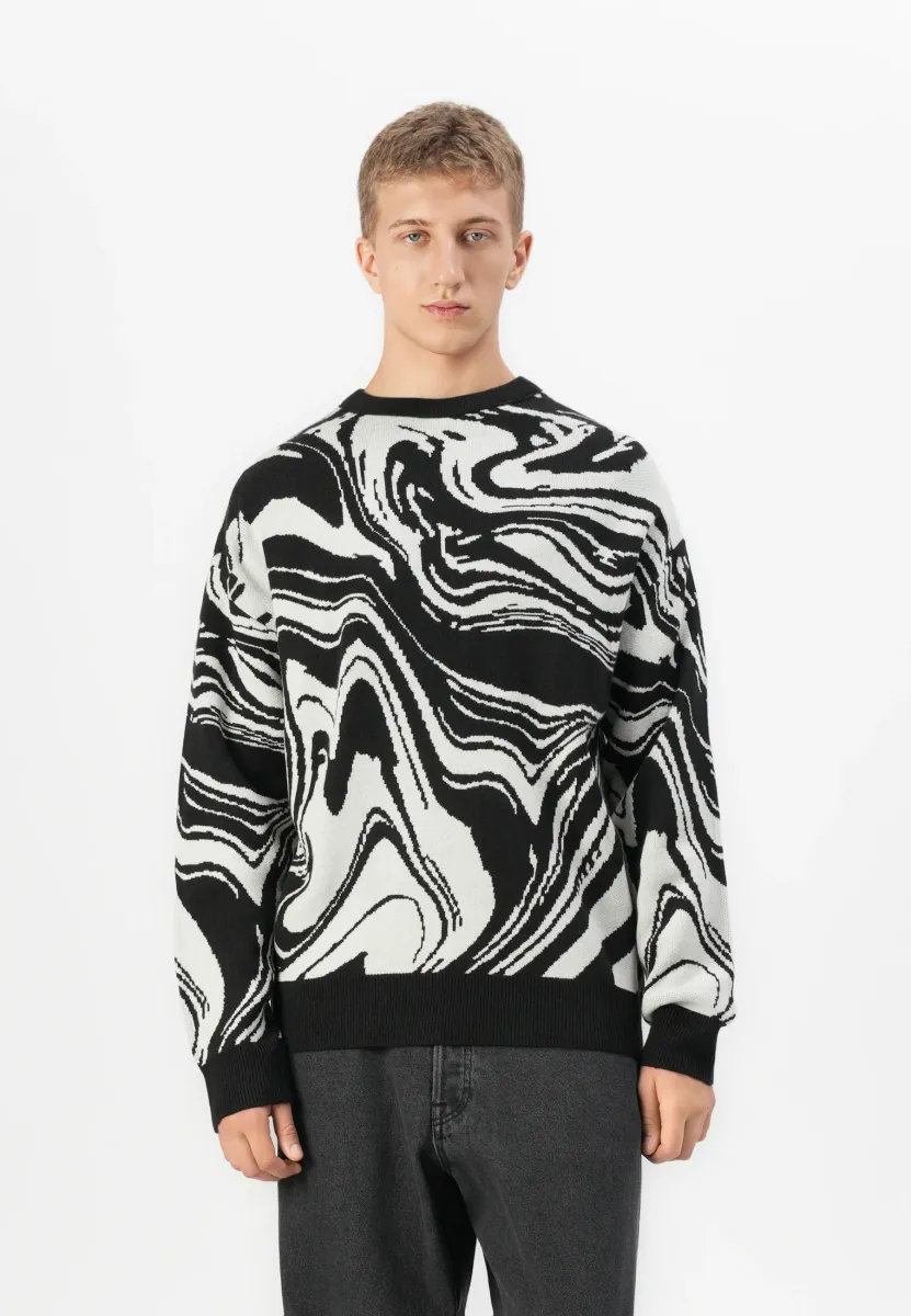 JORMARBLE CREW NECK - Strickpullover - black