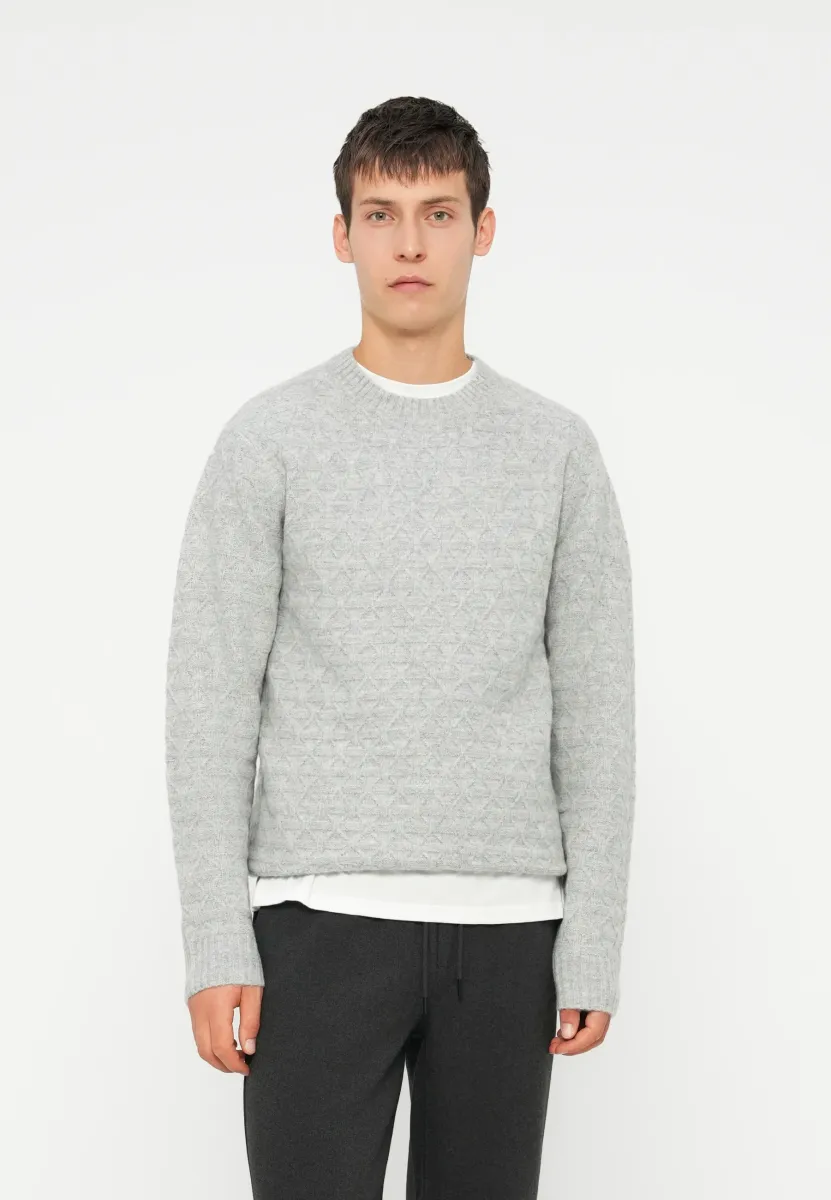 JPRBLASIMON STRUCTURE CREW NECK - Strickpullover - medium grey melange