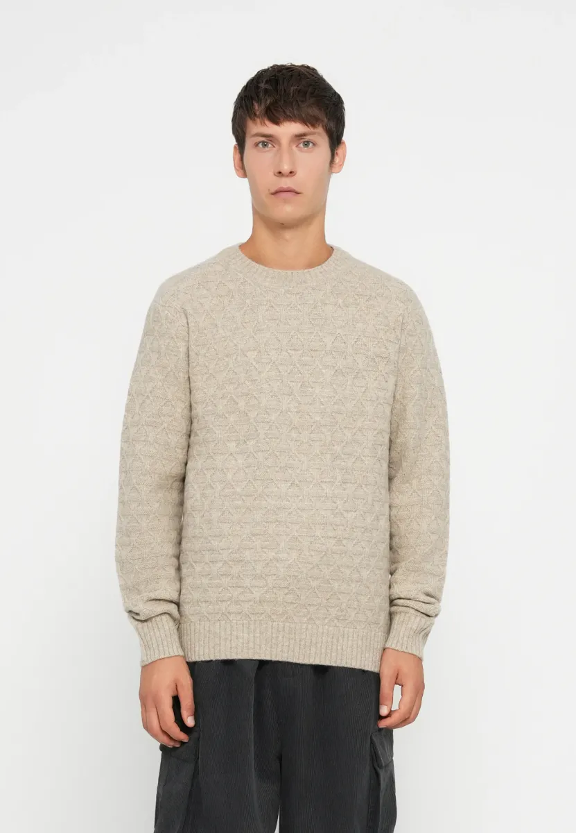 JPRBLASIMON STRUCTURE CREW NECK - Strickpullover - taupe