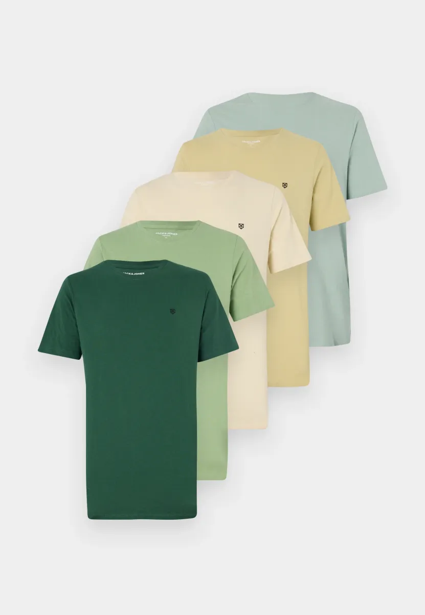 JPRBRODY TEE CREW 5 PACK - T-Shirt basic - darkgreen/mistletoe/jadelte/paleolivegreen/pistachioshell