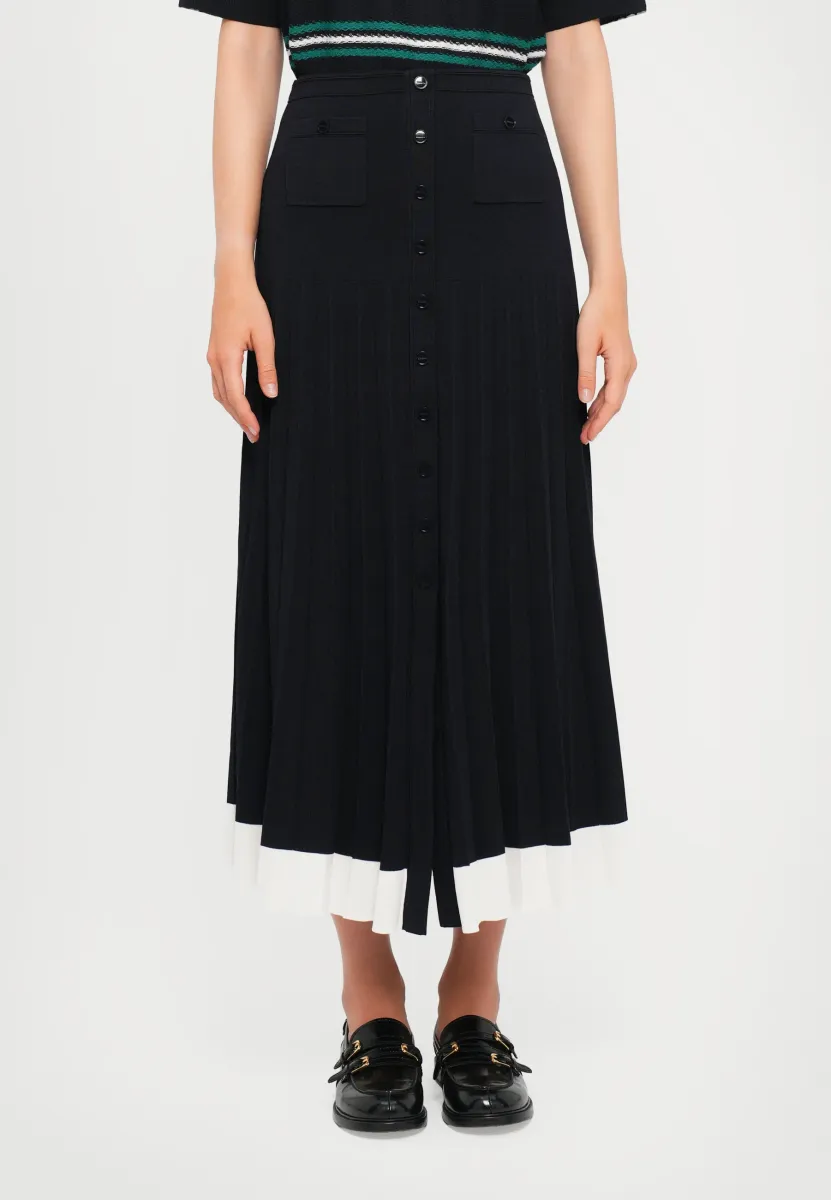 JUPE MIDI - Faltenrock - marine