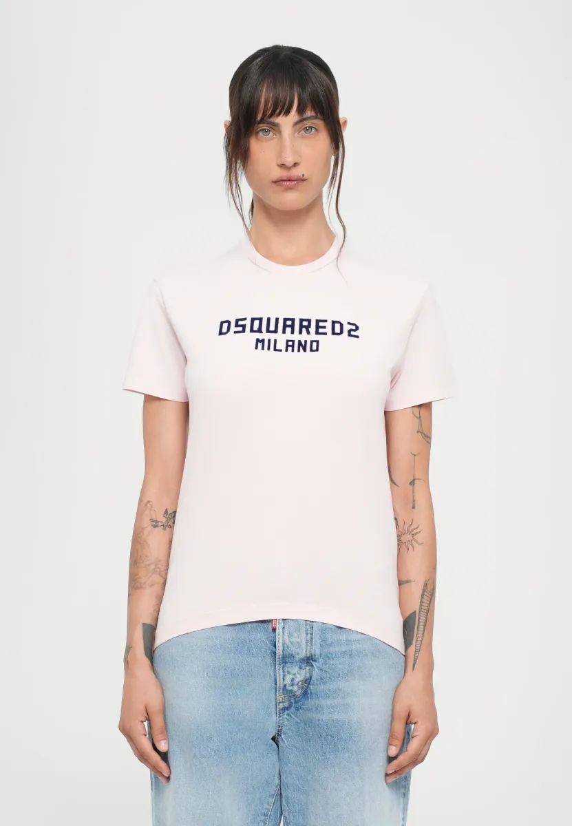 JUST RIGHT TEE - T-Shirt print - pink/dark navy