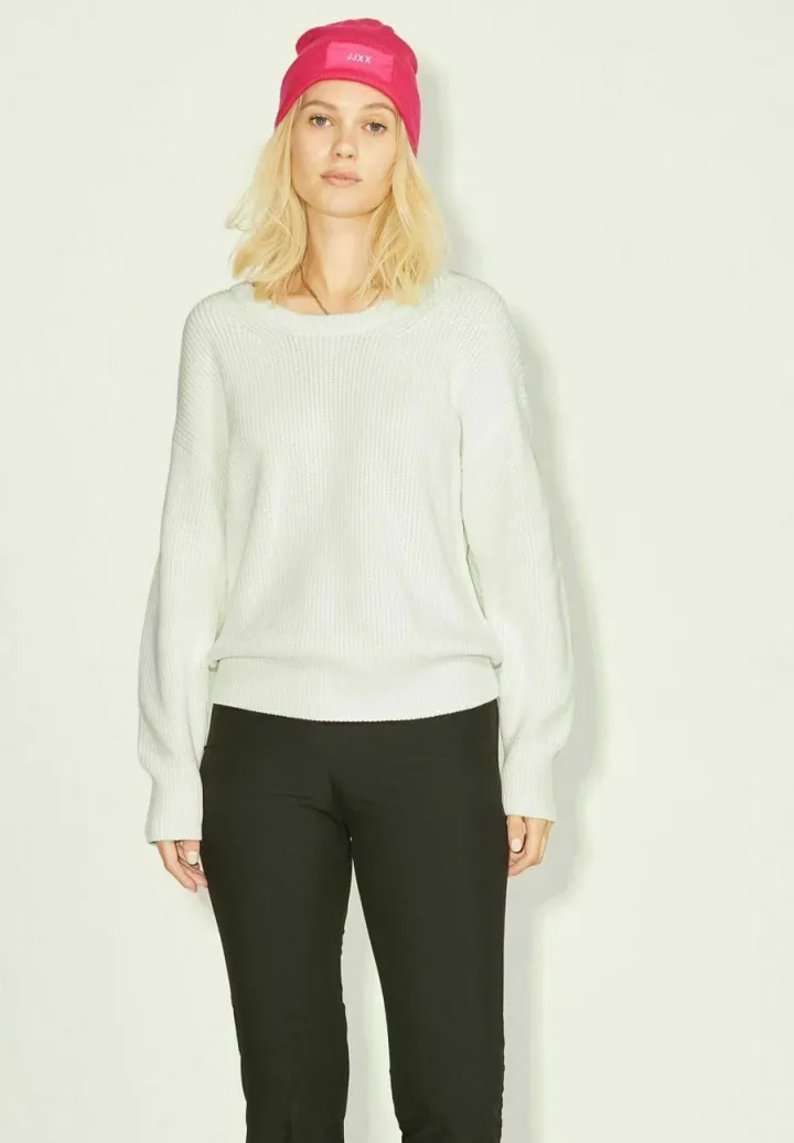 JXMILA TWIST CREW NECK - Strickpullover - snow white