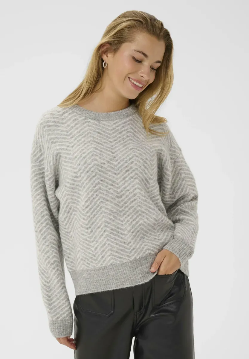 KABITZY PULLOVER - Strickpullover - grey m chalk zig zag