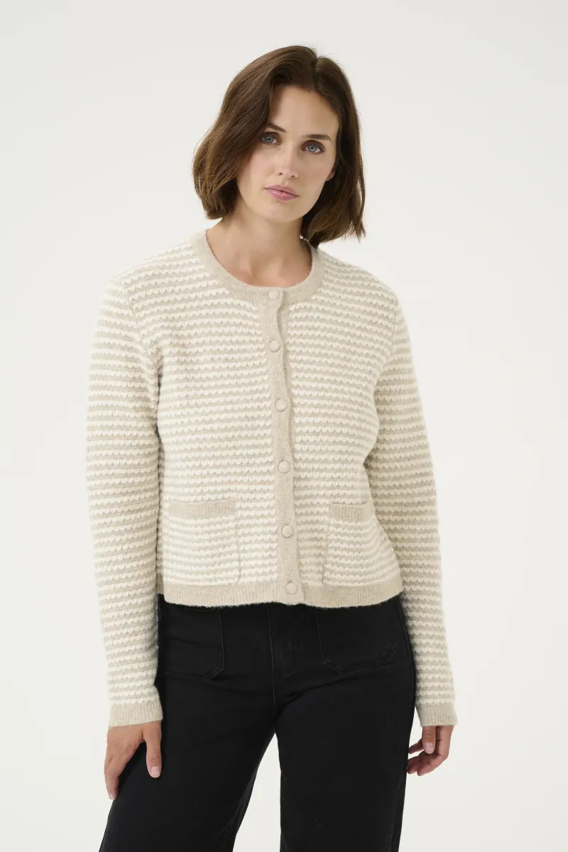 KAELLERY KNIT CARDIGAN - Strickjacke - feather grey  chalk structure