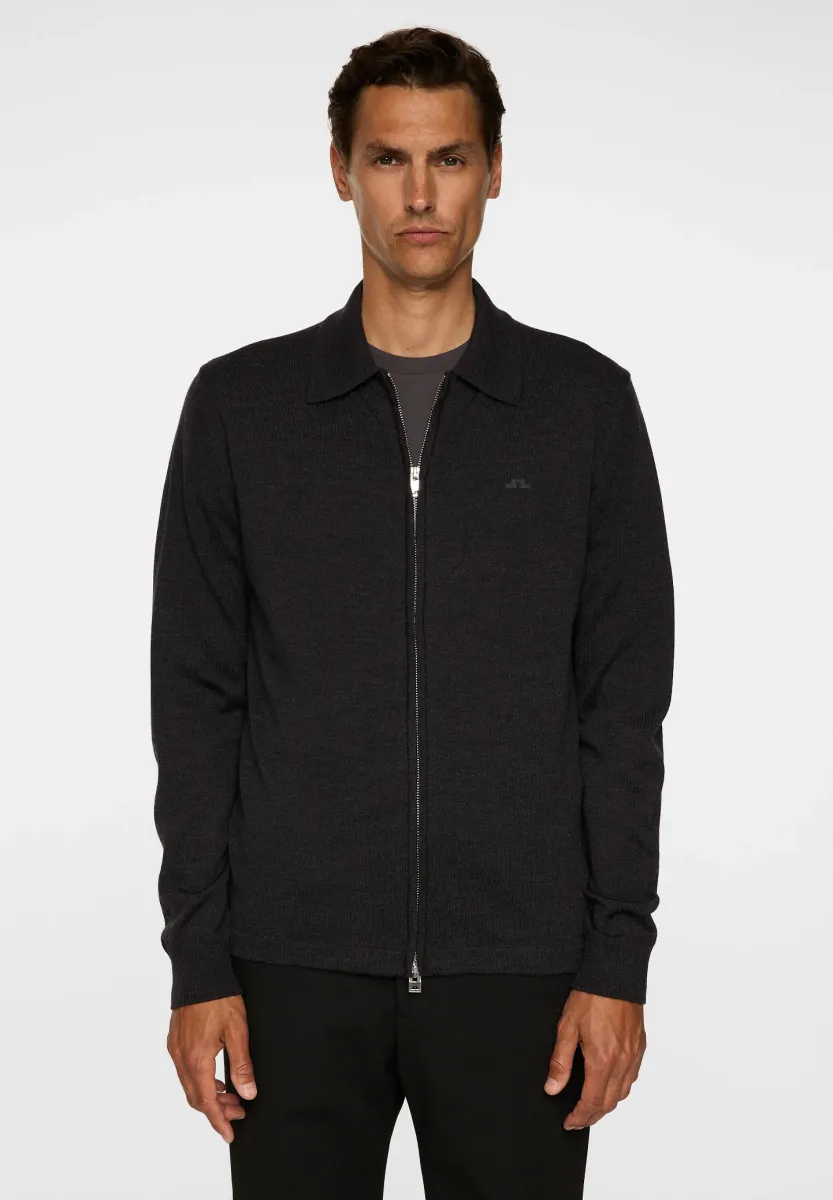 KALEB ZIP - Strickjacke - dark grey melange