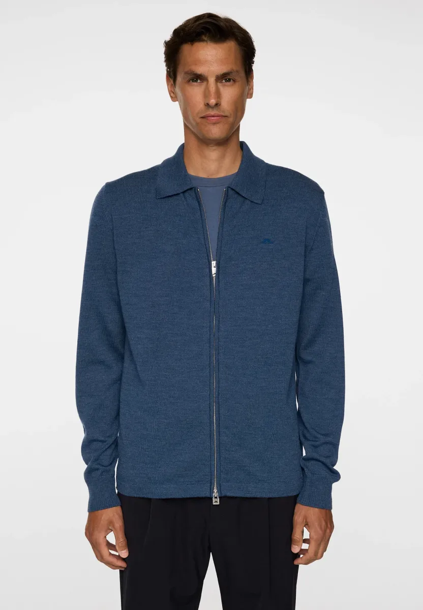 KALEB ZIP - Strickjacke - vintage indigo melange