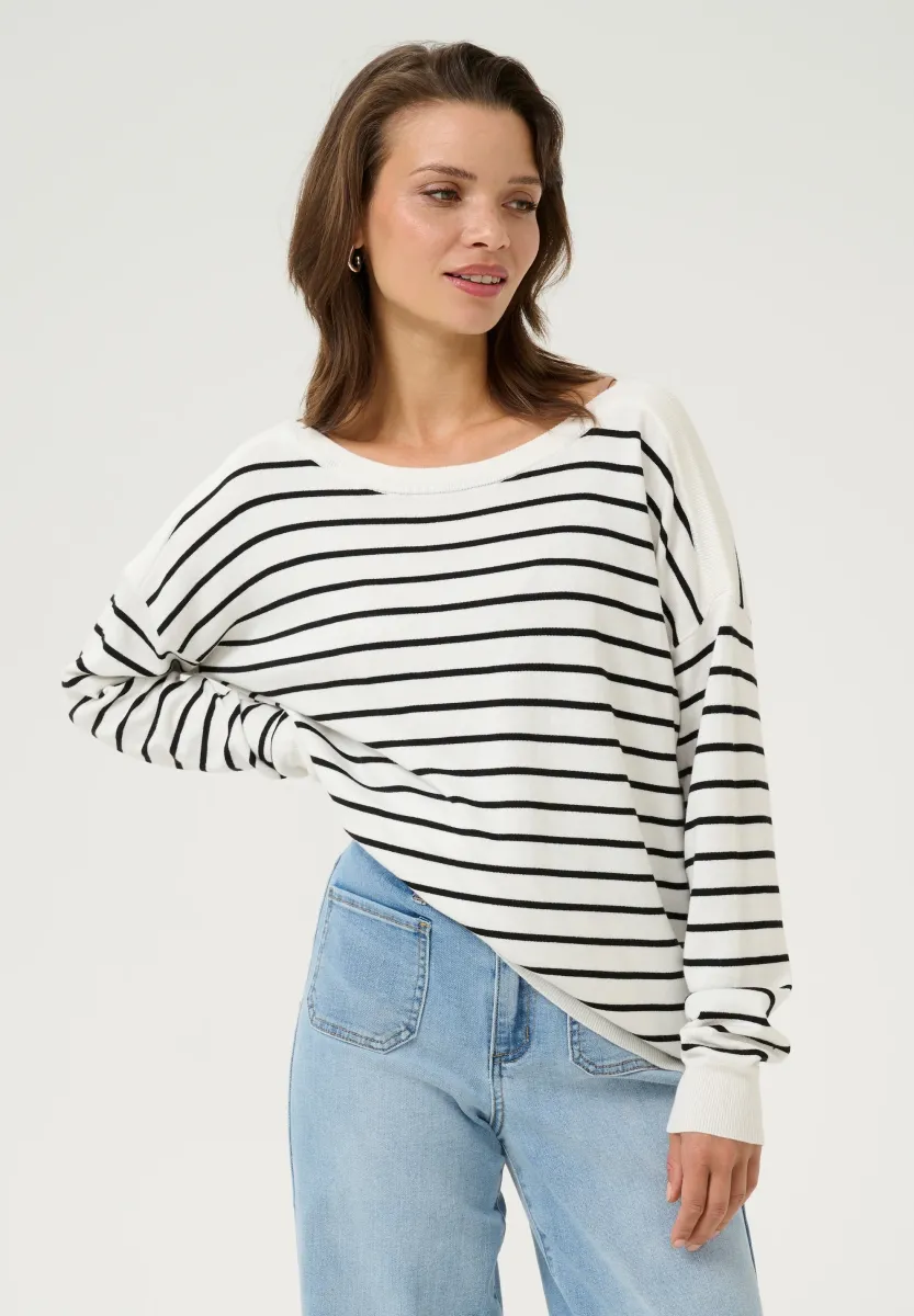 KAMALA - Strickpullover - chalk   black stripe