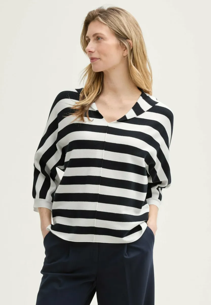 Kapuzenpullover - navy offwhite block stripe
