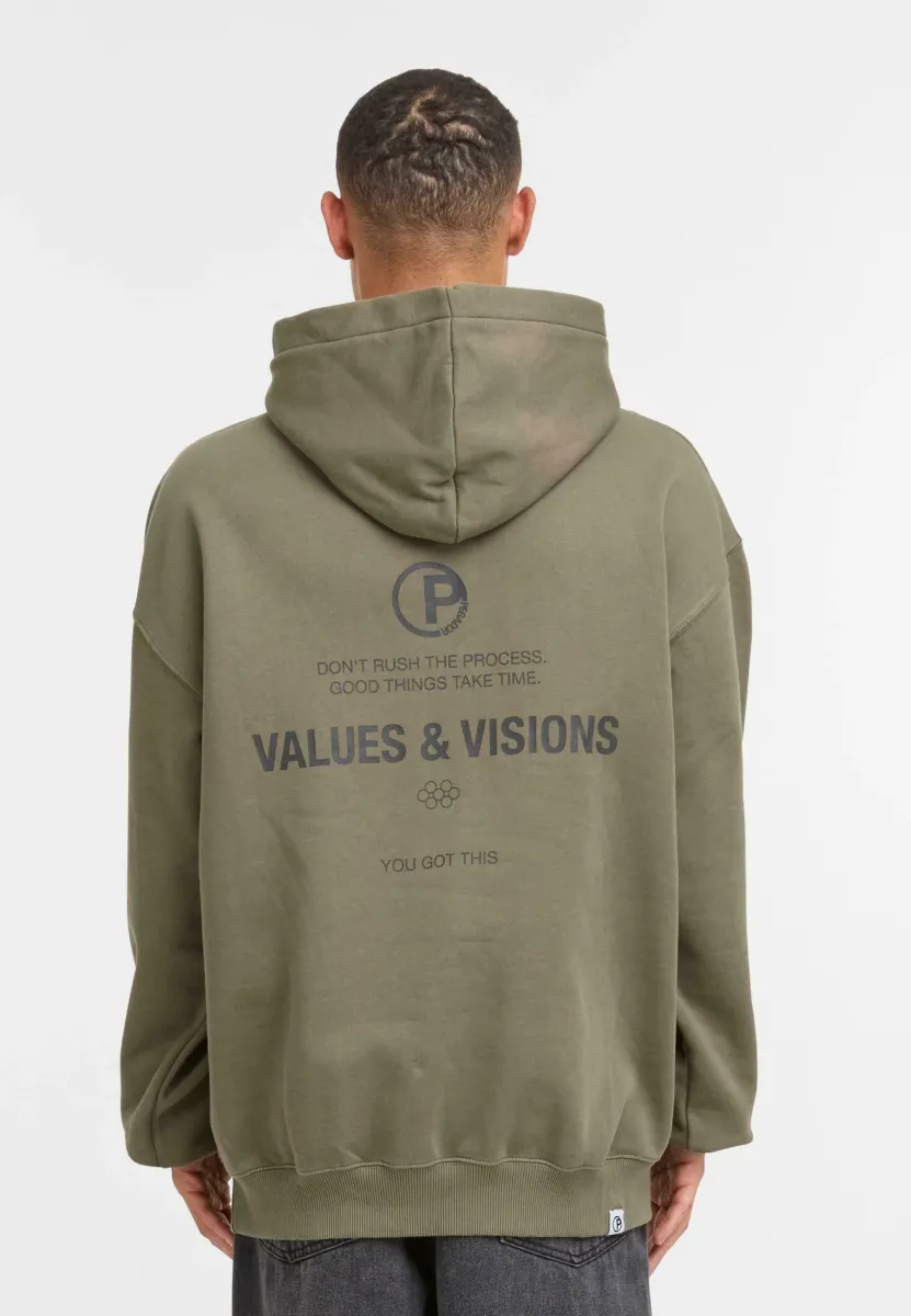 Kapuzenpullover - washed faded olive