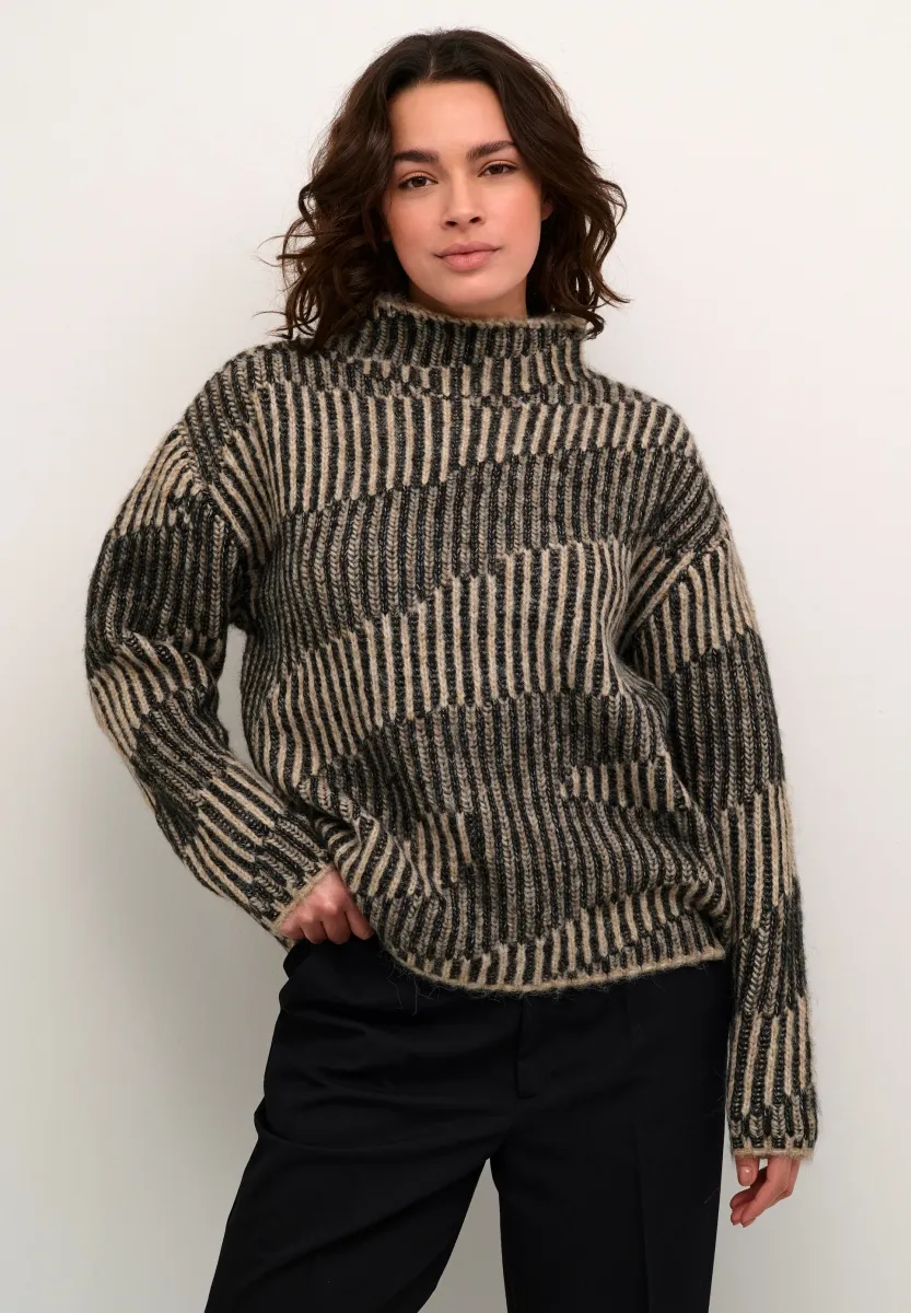 KARAFI - Strickpullover - feather gray   black melange