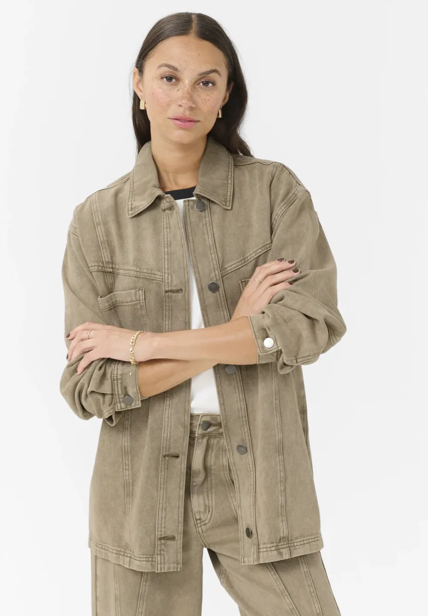 KARANIA - Jeansjacke - washed light brown denim