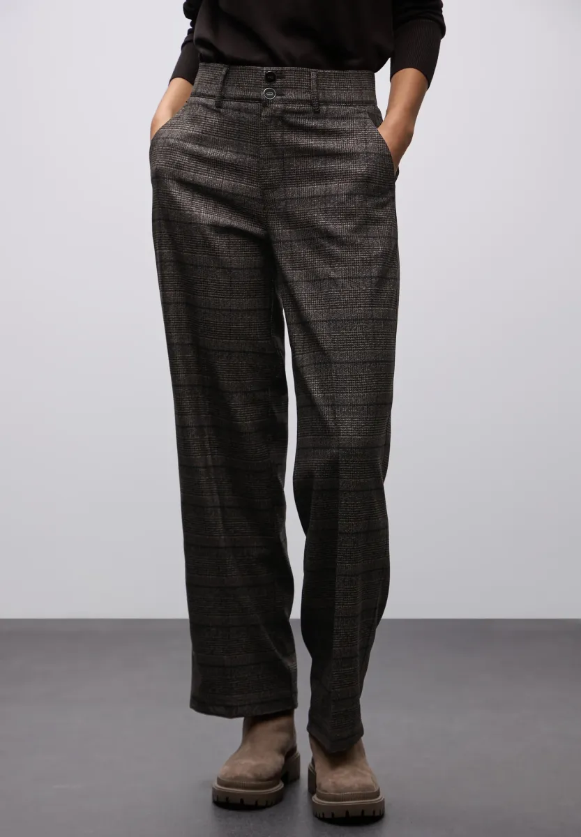 KARIERTE STRAIGHT - Stoffhose - braun