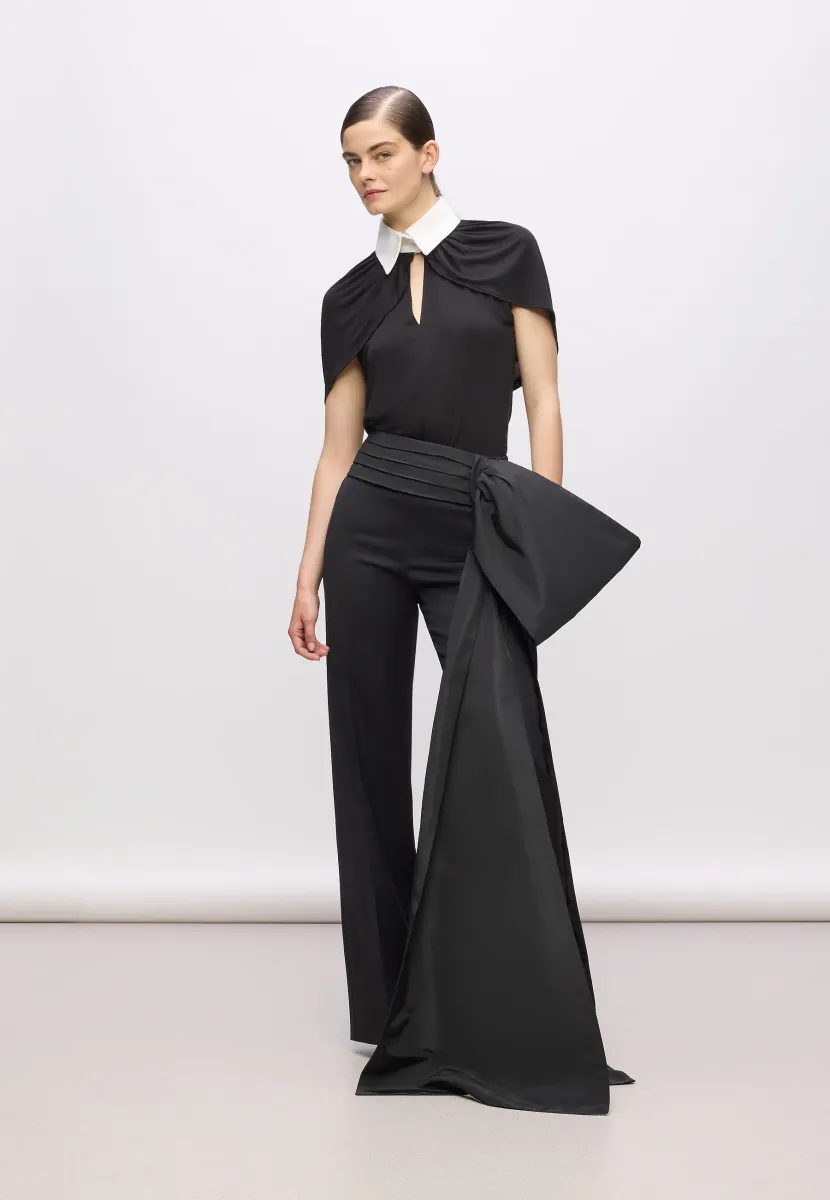 KARL STUDIO TAFFETA BOW PANTS - Stoffhose - black