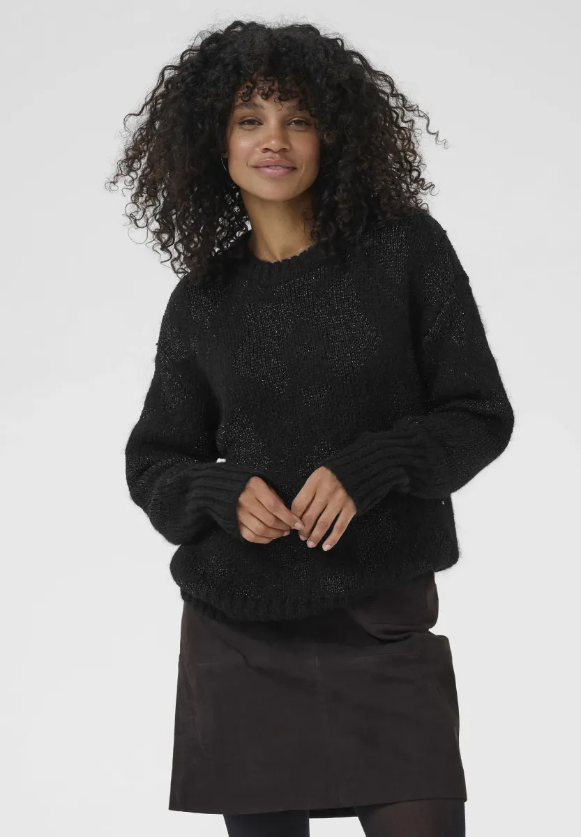 KAsandra Knit Pullover - Strickpullover - black/silver lurex jacquard