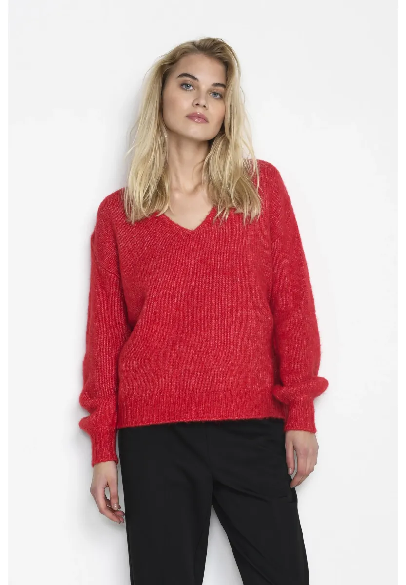KASARLA V-NECK - Strickpullover - red melange