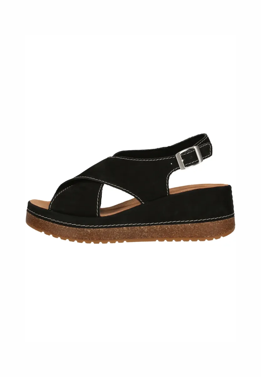 KASSANDA - Plateausandalette - black nubuck