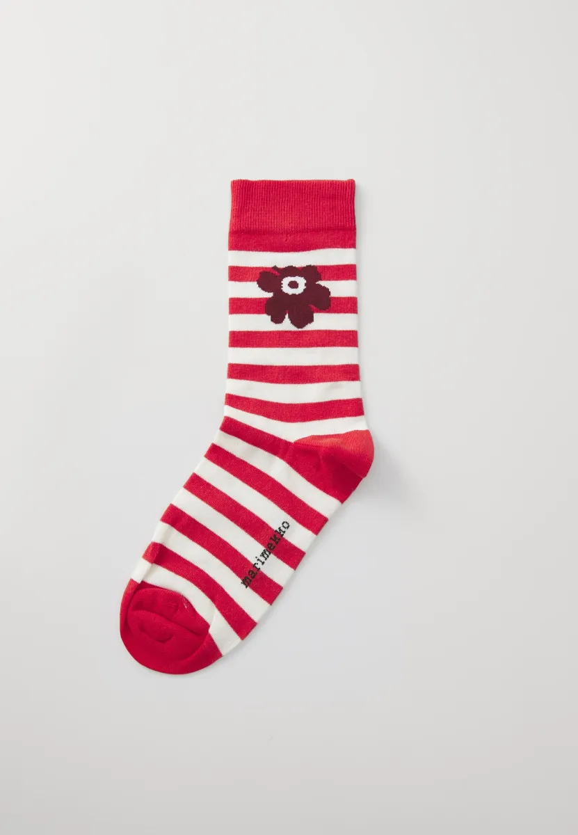 KASVAA TASARAITA UNIKKO UNISEX - Socken - red/off white