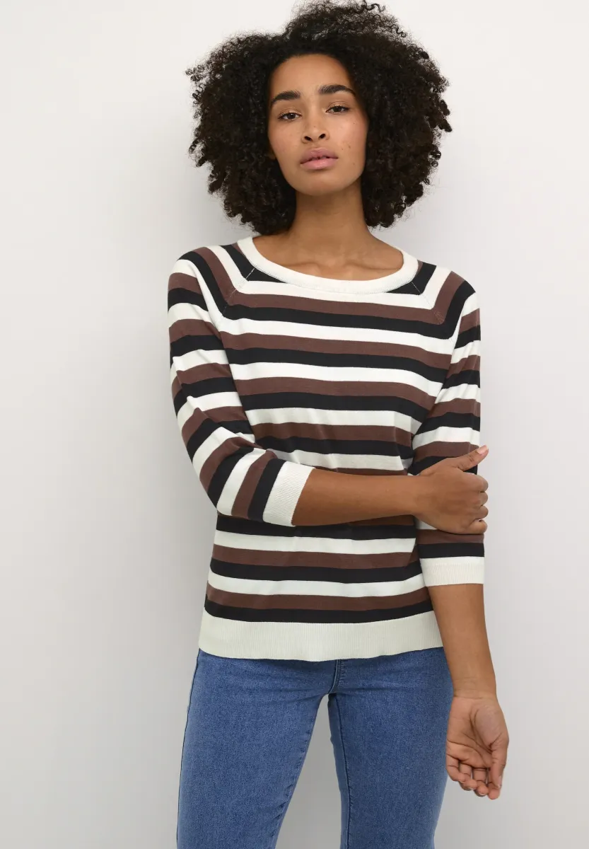 KATILDE - Strickpullover - brown black chalk stripe