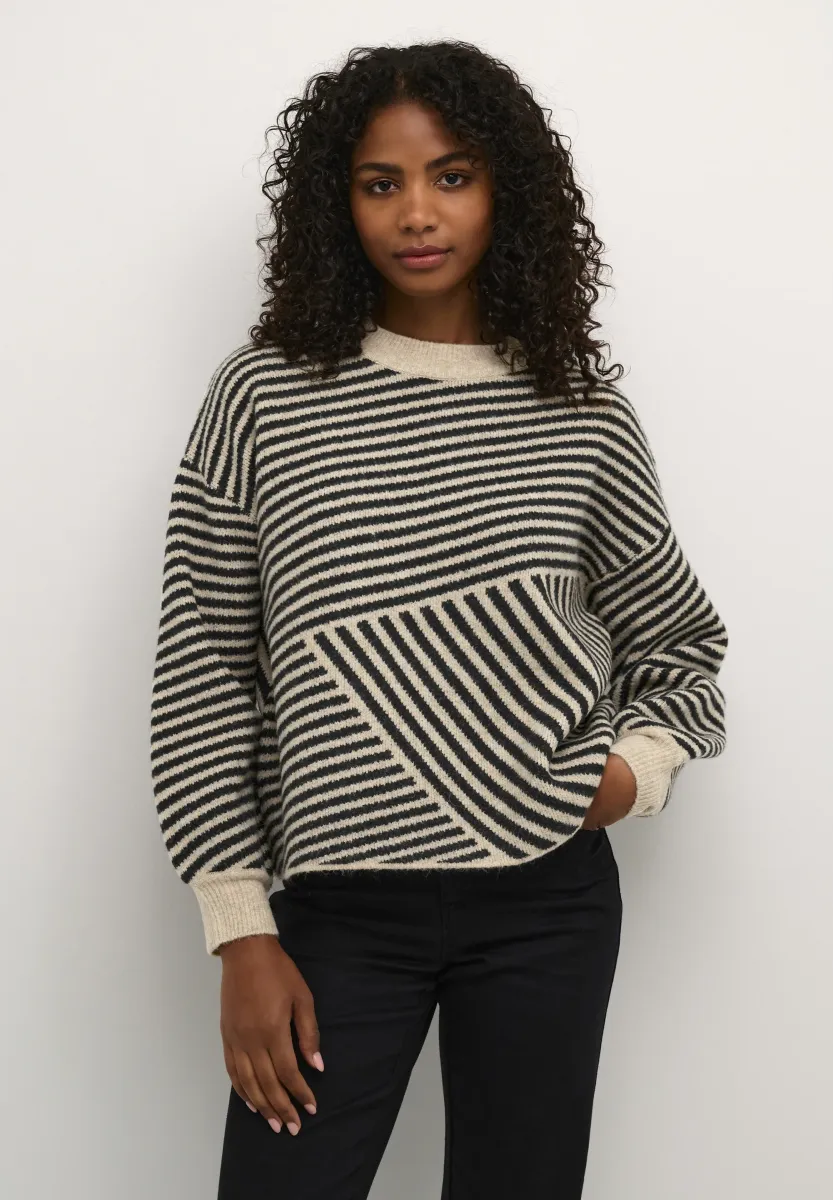 KAVERANA KNIT PULLOVER - Strickpullover - feather gray melange black