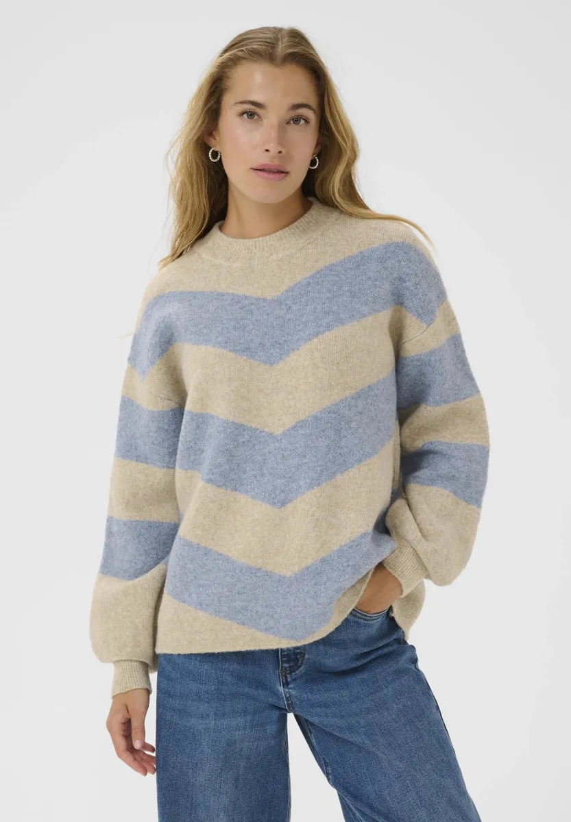 KAVERANA KNIT PULLOVER - Strickpullover - featherg m  windward blue str