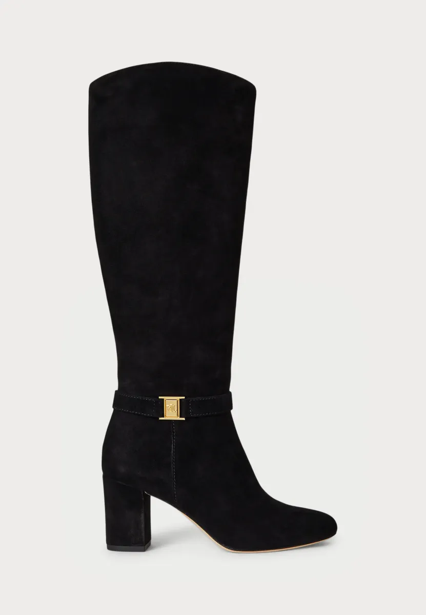 KELLIE SUEDE TALL BOOT HEEL - High Heel Stiefel - black