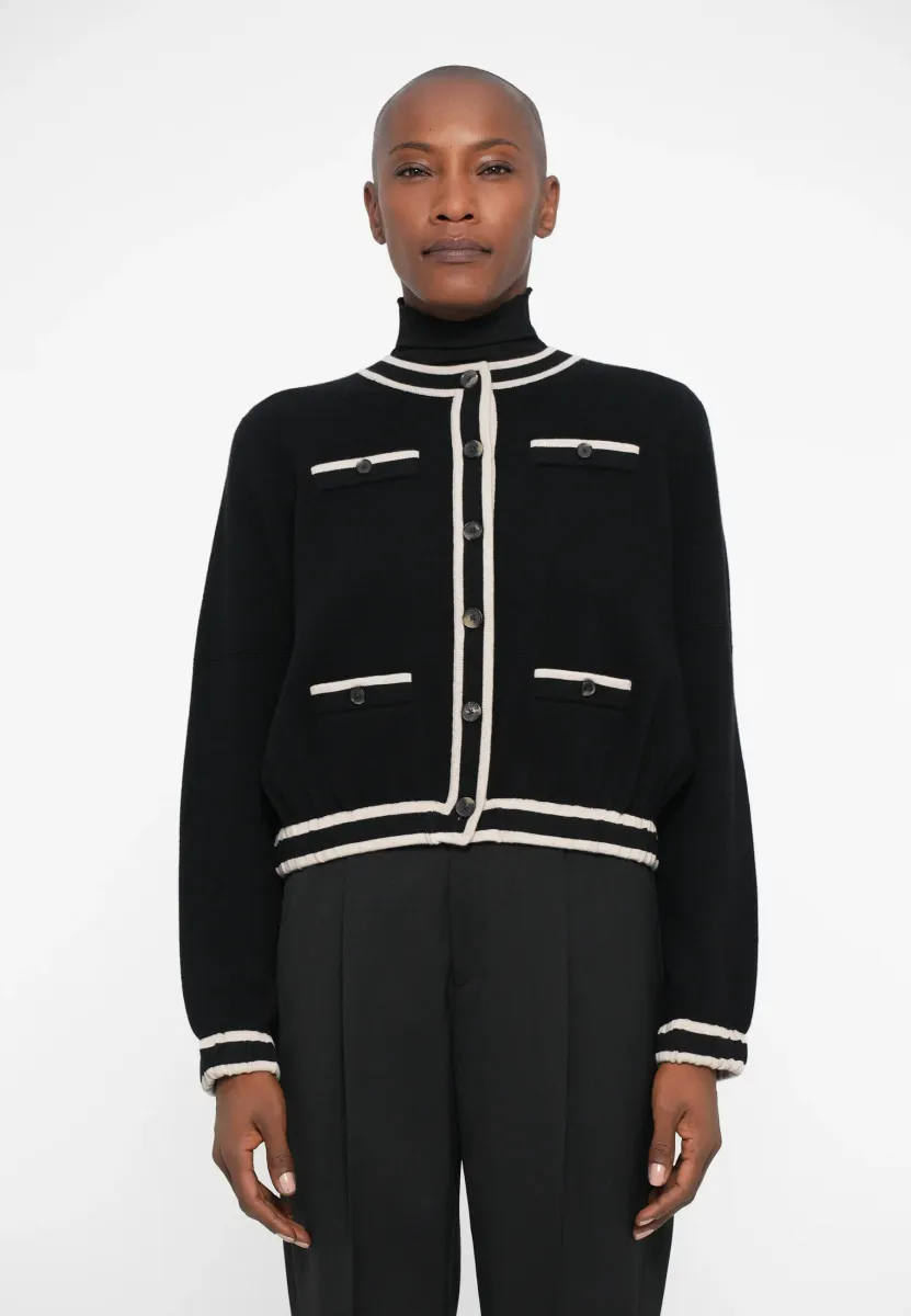 KENDRA JACKET - Strickjacke - black/beige melange