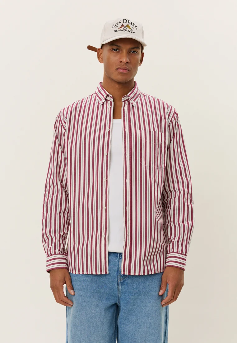 KENT - Hemd - beet red/white