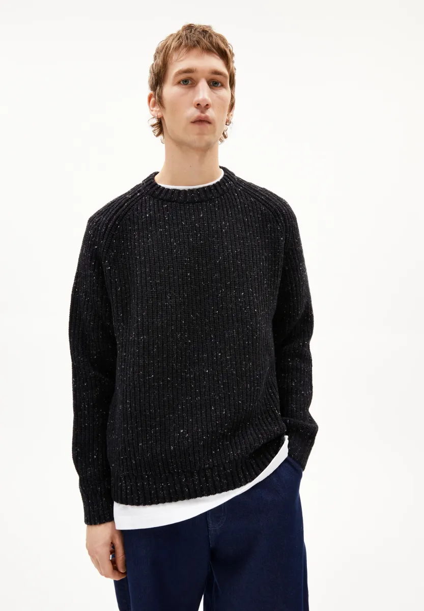 KIAANO - Strickpullover - black/oatmilk tweed
