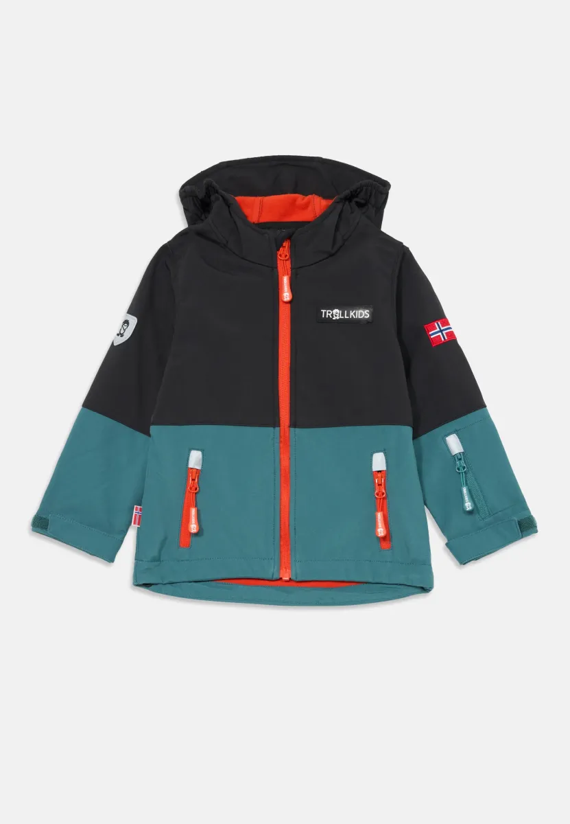 KIDS SKJORTA JACKET - Softshelljacke - stormy blue/black/flame orange