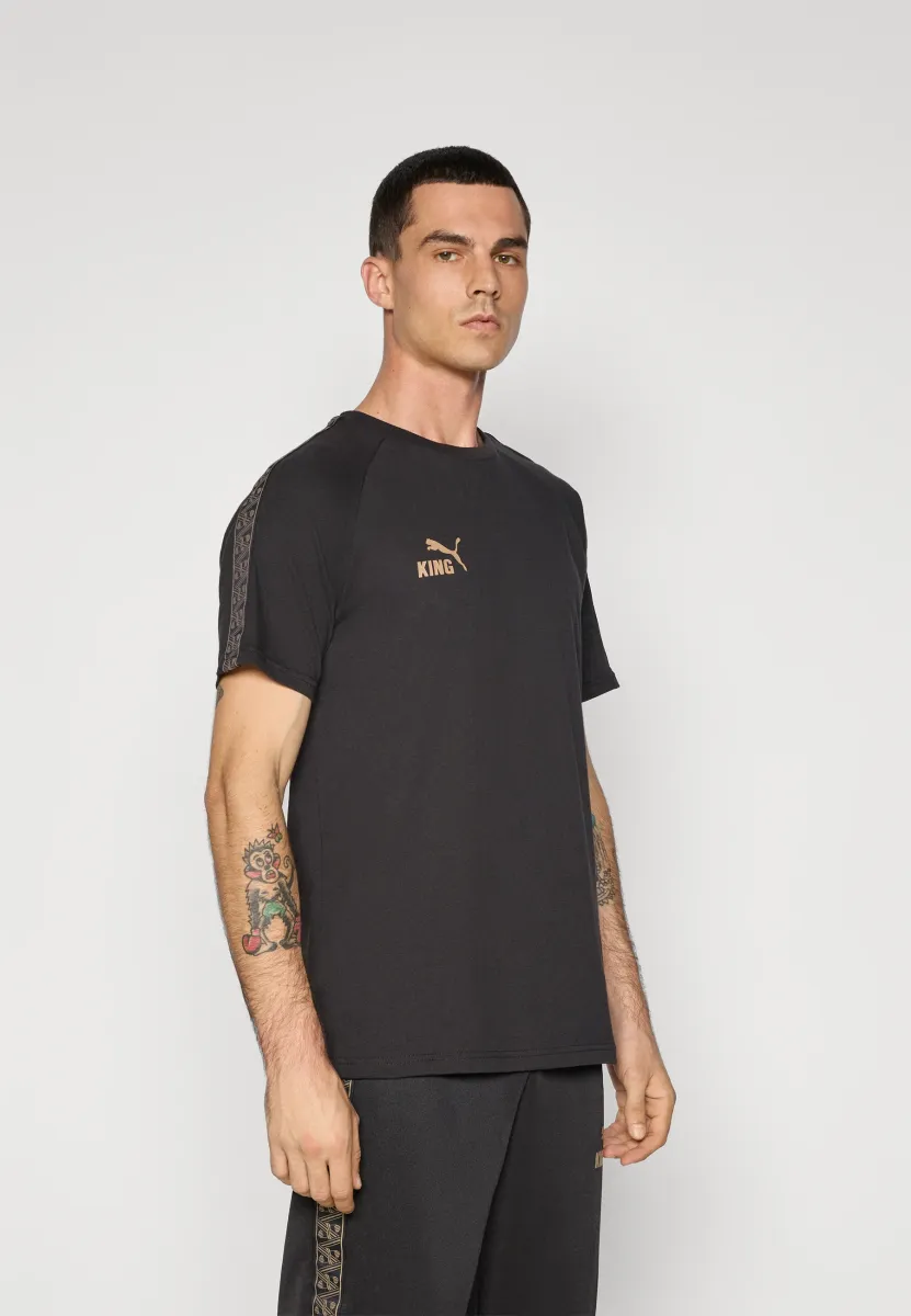 KING TEE - T-Shirt print - black/matte gold-coloured/white
