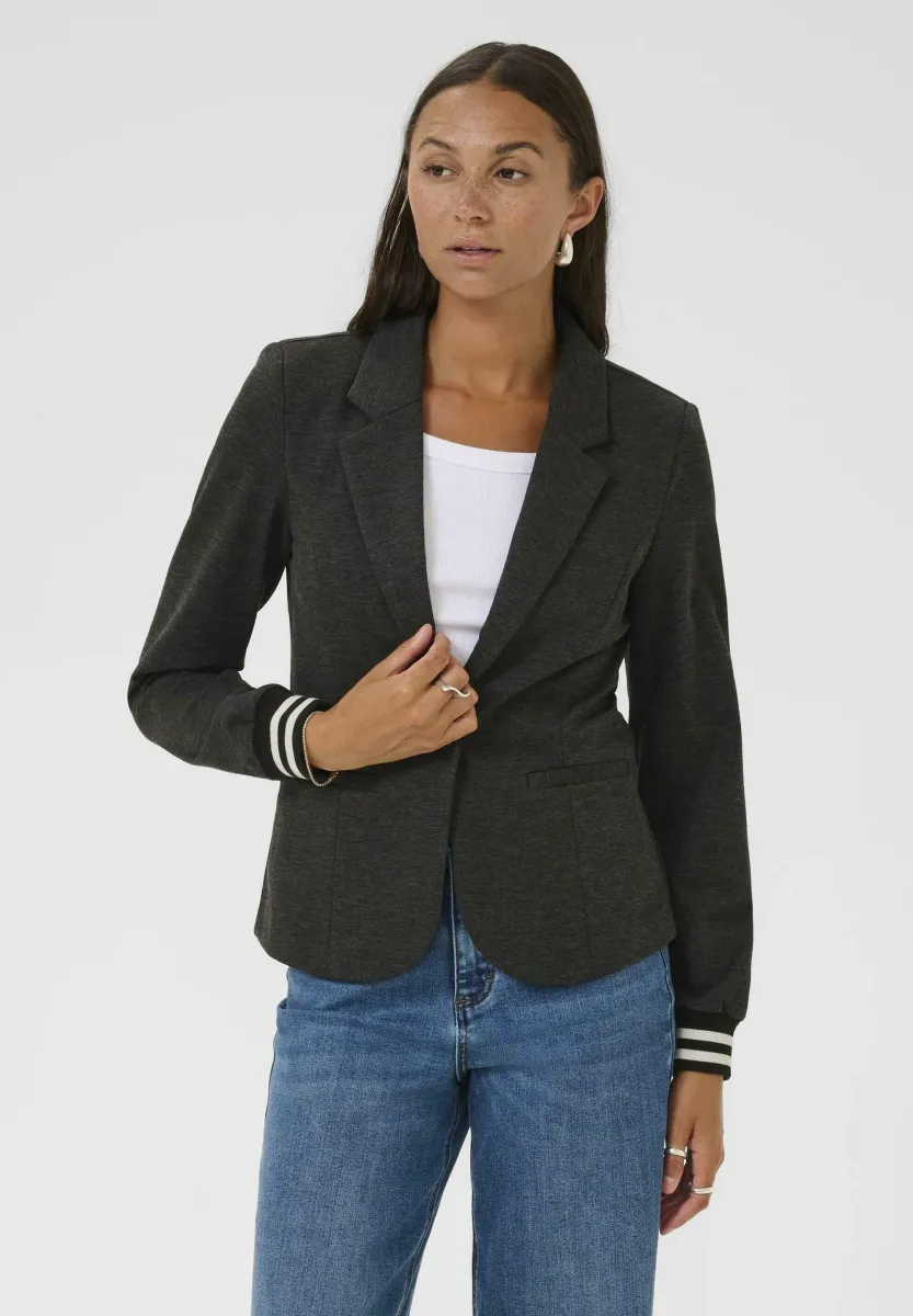 KINNIE - Blazer - grey mel black chalk stripe