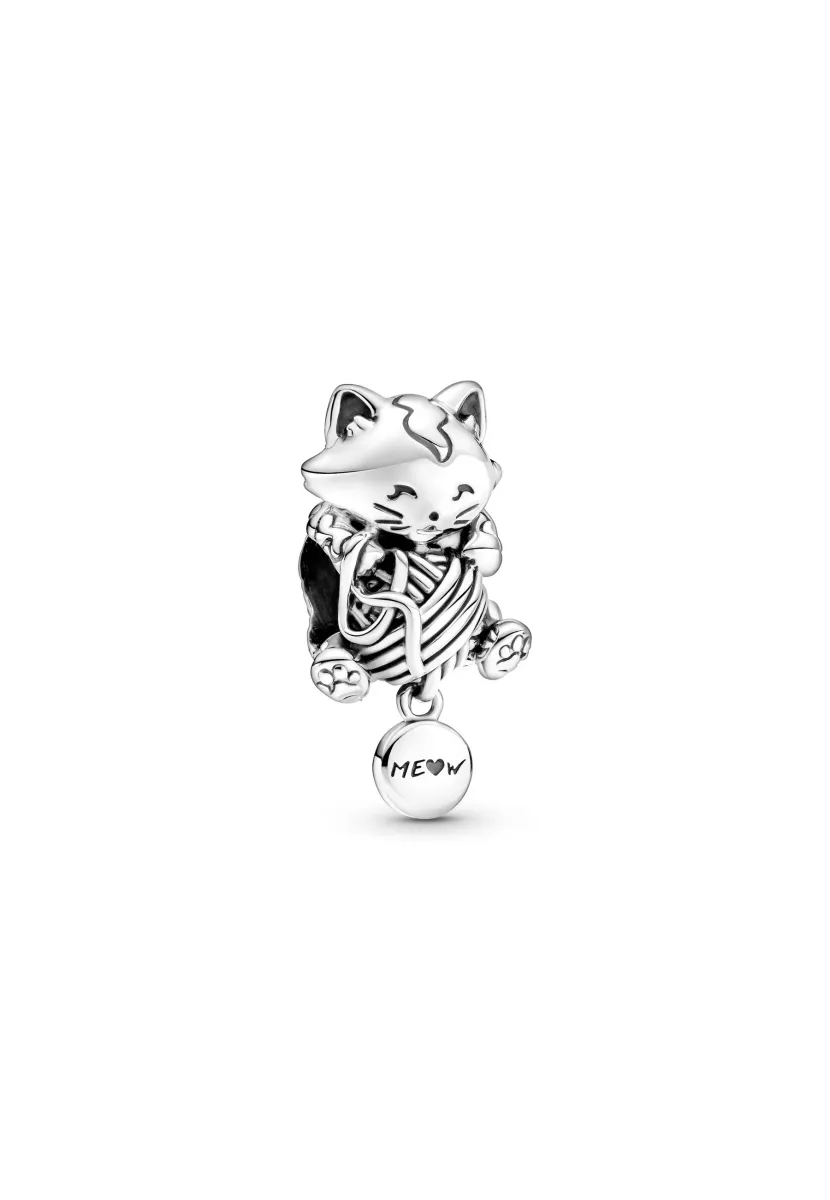 KITTEN YARN BALL - Charm - silver coloured