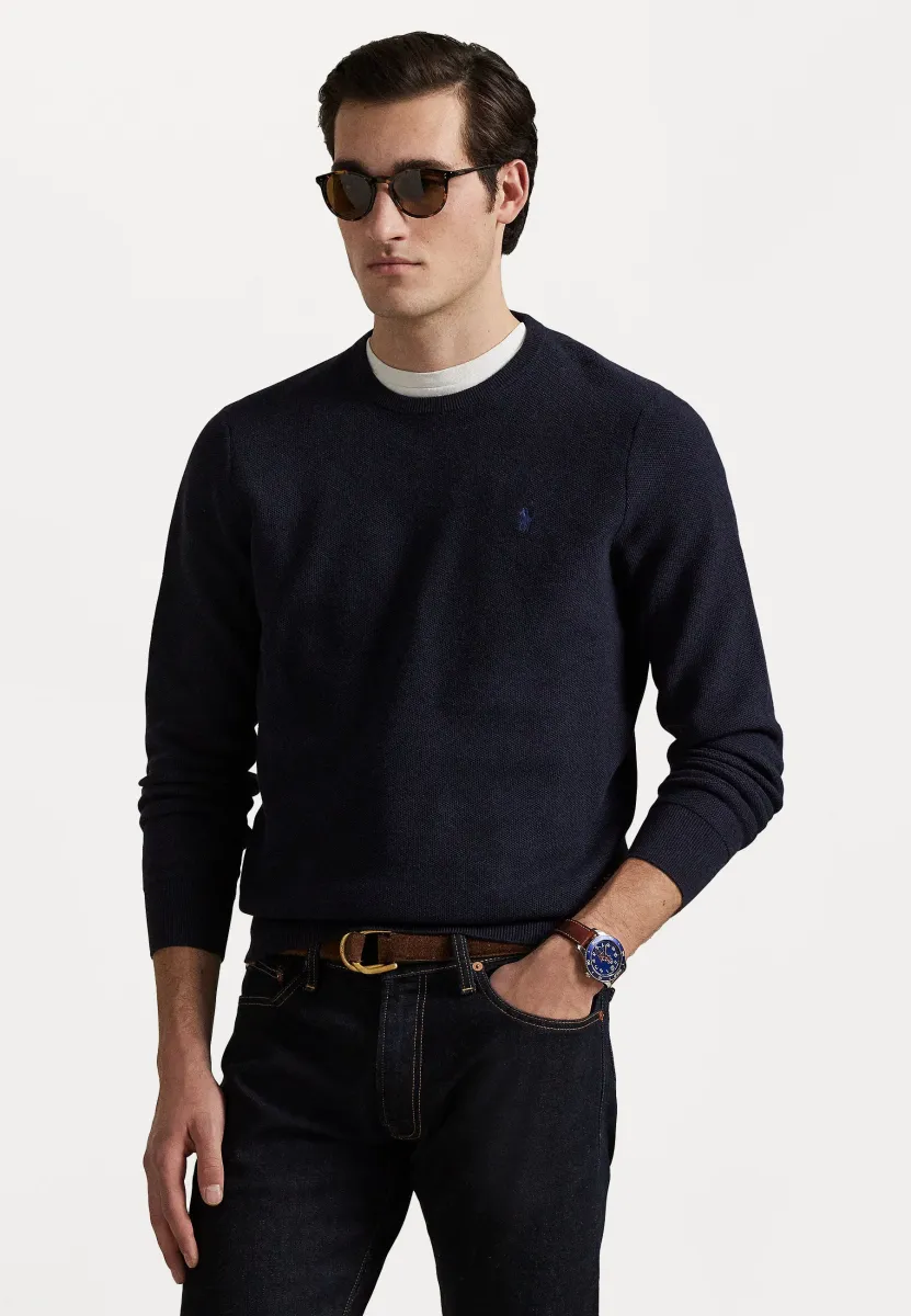 KNIT COTTON CREWNECK SWEATER - Strickpullover - navy heather